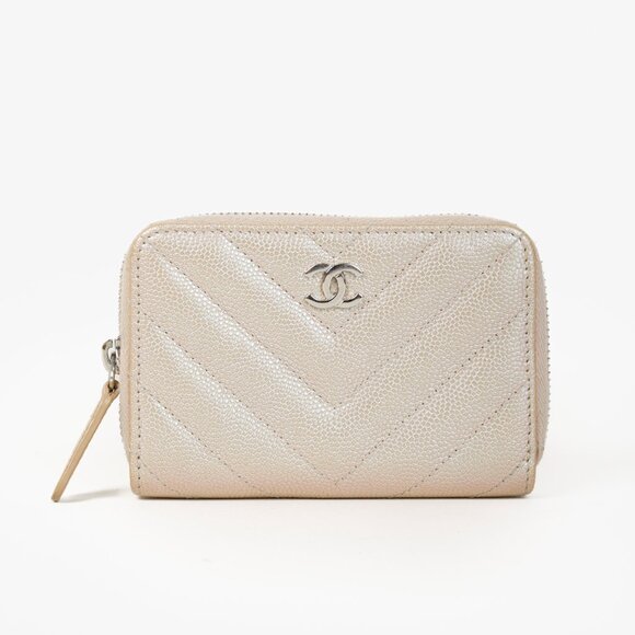 Chanel Iridescent Caviar Zippered Coin Purse Chevron - Picture 2 of 11